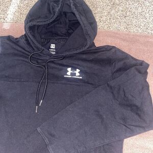 UA - Under Armour Hoodie Mens Large Black Pullover Cotton Workout Gym